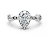 White gold Pear Cut Diamond Milgrain Marquise Band with Prong Setting_5