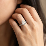 White gold Pear Cut Diamond Milgrain Pavé Engagement Ring with Four-Prong Setting_193