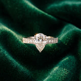 White gold Pear Cut Diamond Milgrain Pavé Engagement Ring with Four-Prong Setting_194