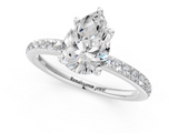 White gold Pear Cut Diamond Pavé Band Ring with Four-Prong Setting_56