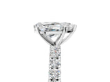 White gold Pear Cut Diamond Pavé Band Solitaire Ring with Prong Setting_100
