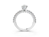 White gold Pear Cut Diamond Pavé Band Solitaire Ring with Prong Setting_100