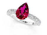 White gold Pear Cut Diamond Pavé Band Solitaire Ring with Prong Setting_1
