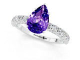 White gold Pear Cut Diamond Pavé Band Solitaire Ring with Prong Setting_1