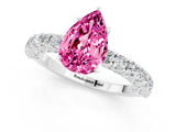 White gold Pear Cut Diamond Pavé Band Solitaire Ring with Prong Setting_1