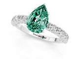 White gold Pear Cut Diamond Pavé Band Solitaire Ring with Prong Setting_1