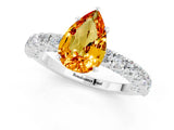 White gold Pear Cut Diamond Pavé Band Solitaire Ring with Prong Setting_1