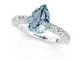 White gold Pear Cut Diamond Pavé Band Solitaire Ring with Prong Setting_1