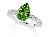 White gold Pear Cut Diamond Pavé Band Solitaire Ring with Prong Setting_1