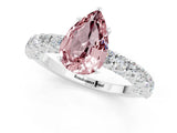 White gold Pear Cut Diamond Pavé Band Solitaire Ring with Prong Setting_1