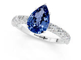 White gold Pear Cut Diamond Pavé Band Solitaire Ring with Prong Setting_1