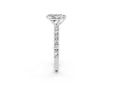 White gold Pear Cut Diamond Pavé Band Solitaire Ring with Prong Setting_2