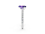 White gold Pear Cut Diamond Pavé Band Solitaire Ring with Prong Setting_2
