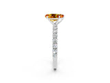 White gold Pear Cut Diamond Pavé Band Solitaire Ring with Prong Setting_2