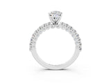 White gold Pear Cut Diamond Pavé Band Solitaire Ring with Prong Setting_3