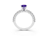 White gold Pear Cut Diamond Pavé Band Solitaire Ring with Prong Setting_3