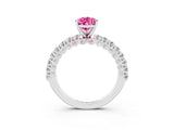 White gold Pear Cut Diamond Pavé Band Solitaire Ring with Prong Setting_3