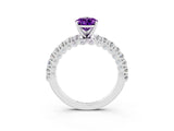 White gold Pear Cut Diamond Pavé Band Solitaire Ring with Prong Setting_3