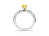 White gold Pear Cut Diamond Pavé Band Solitaire Ring with Prong Setting_3