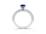 White gold Pear Cut Diamond Pavé Band Solitaire Ring with Prong Setting_3