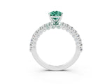 White gold Pear Cut Diamond Pavé Band Solitaire Ring with Prong Setting_3