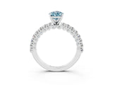White gold Pear Cut Diamond Pavé Band Solitaire Ring with Prong Setting_3