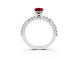 White gold Pear Cut Diamond Pavé Band Solitaire Ring with Prong Setting_3