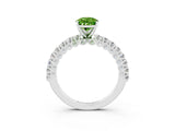 White gold Pear Cut Diamond Pavé Band Solitaire Ring with Prong Setting_3
