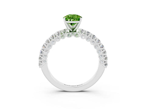 White gold Pear Cut Diamond Pavé Band Solitaire Ring with Prong Setting_3