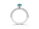 White gold Pear Cut Diamond Pavé Band Solitaire Ring with Prong Setting_3