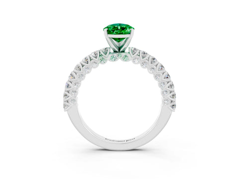White gold Pear Cut Diamond Pavé Band Solitaire Ring with Prong Setting_3