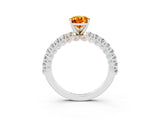 White gold Pear Cut Diamond Pavé Band Solitaire Ring with Prong Setting_3