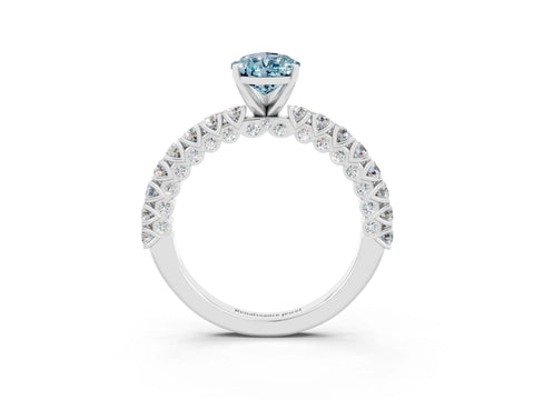 White gold Pear Cut Diamond Pavé Band Solitaire Ring with Prong Setting_3