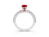 White gold Pear Cut Diamond Pavé Band Solitaire Ring with Prong Setting_3