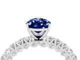 White gold Pear Cut Diamond Pavé Band Solitaire Ring with Prong Setting_4