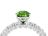 White gold Pear Cut Diamond Pavé Band Solitaire Ring with Prong Setting_4