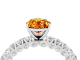 White gold Pear Cut Diamond Pavé Band Solitaire Ring with Prong Setting_4