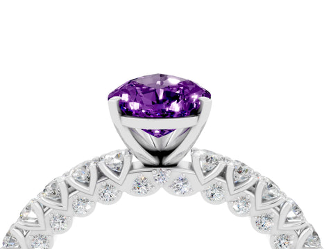 White gold Pear Cut Diamond Pavé Band Solitaire Ring with Prong Setting_4