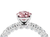 White gold Pear Cut Diamond Pavé Band Solitaire Ring with Prong Setting_4