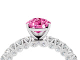 White gold Pear Cut Diamond Pavé Band Solitaire Ring with Prong Setting_4