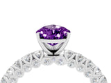 White gold Pear Cut Diamond Pavé Band Solitaire Ring with Prong Setting_4