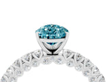 White gold Pear Cut Diamond Pavé Band Solitaire Ring with Prong Setting_4