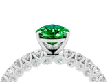 White gold Pear Cut Diamond Pavé Band Solitaire Ring with Prong Setting_4
