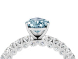 White gold Pear Cut Diamond Pavé Band Solitaire Ring with Prong Setting_4