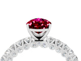 White gold Pear Cut Diamond Pavé Band Solitaire Ring with Prong Setting_4