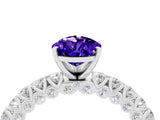 White gold Pear Cut Diamond Pavé Band Solitaire Ring with Prong Setting_4