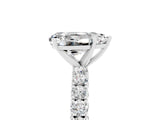 White gold Pear Cut Diamond Pavé Band Solitaire Ring with Prong Setting_5
