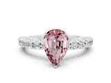White gold Pear Cut Diamond Pavé Band Solitaire Ring with Prong Setting