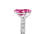 White gold Pear Cut Diamond Pavé Band Solitaire Ring with Prong Setting_5
