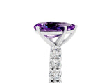 White gold Pear Cut Diamond Pavé Band Solitaire Ring with Prong Setting_5